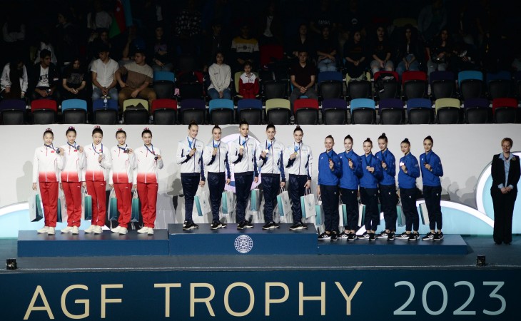 Сборная Азербайджана в групповых упражнениях завоевала бронзу на Кубке мира