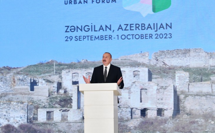 В Зангилане начал работу 2-й Азербайджанский национальный градостроительный форум В церемонии открытия форума принимает участие Президент Ильхам Алиев