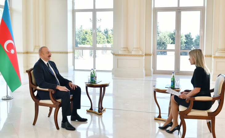 President of Azerbaijan Ilham Aliyev was interviewed by Euronews TV channel