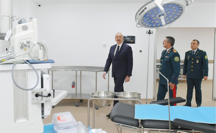 Президент Ильхам Алиев принял участие в открытии в Баку нового военного госпитального комплекса Государственной пограничной службы 