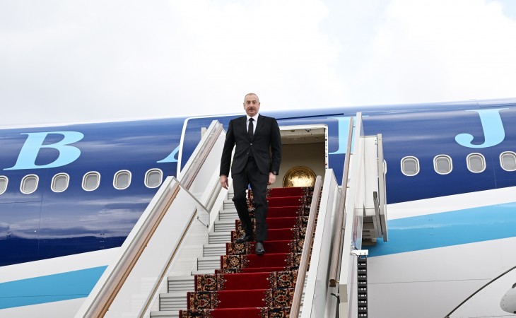 Президент Азербайджана Ильхам Алиев прибыл с рабочим визитом в Россию