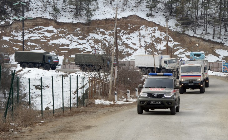 Russian peacekeepers` vehicles passed freely along Lachin-Khankendi road