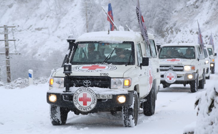Four ICRC vehicles passed freely through protest area