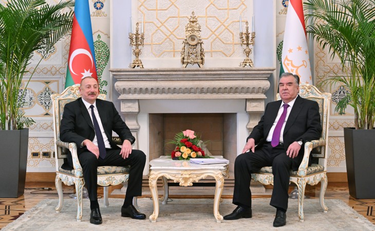 President Ilham Aliyev held one-on-one meeting with President of Tajikistan Emomali Rahmon