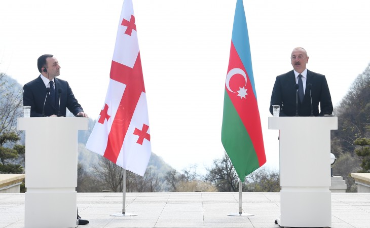 President of Azerbaijan Ilham Aliyev and Prime Minister of Georgia Irakli Garibashvili made press statements