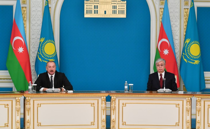 Presidents of Azerbaijan and Kazakhstan made press statements