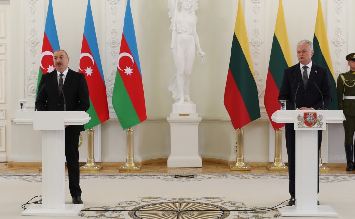 Presidents of Azerbaijan and Lithuania made press statements
