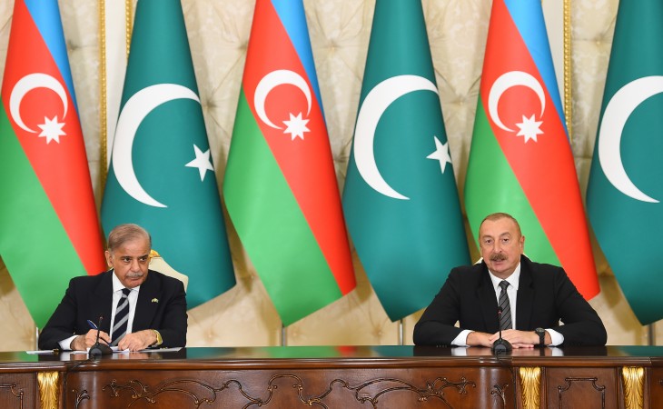President Ilham Aliyev and Prime Minister Muhammad Shehbaz Sharif made press statements