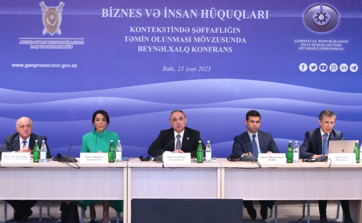 Baş Prokurorluqda “Biznes və insan hüquqları kontekstində şəffaflığın təmin olunması” mövzusunda beynəlxalq konfrans keçirilib