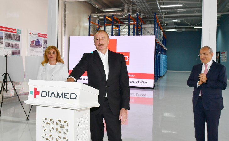 President Ilham Aliyev participated in opening of “Diamed” medicines manufacturing plant in Baku