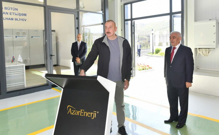 Prezident İlham Əliyev “AzərEnerji” ASC-nin “Cahangirbəyli” Su Elektrik Stansiyasının açılışında iştirak edib