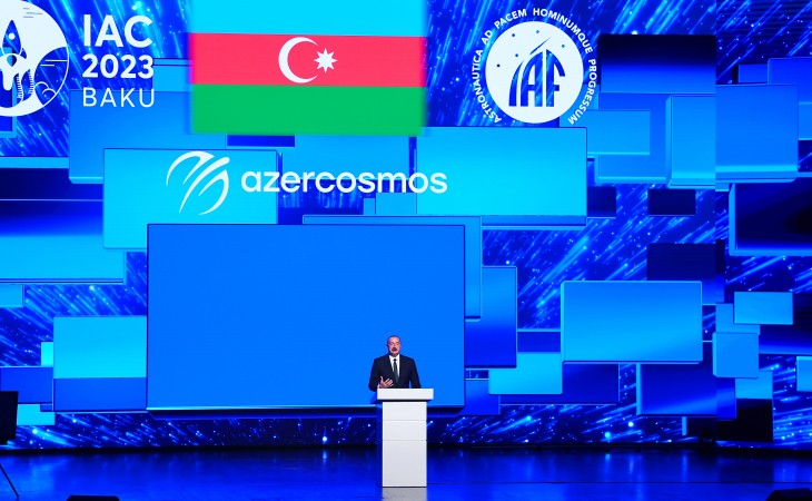 Bakı Konqres Mərkəzində 74-cü Beynəlxalq Astronavtika Konqresinin açılış mərasimi keçirilib Prezident İlham Əliyev və birinci xanım Mehriban Əliyeva tədbirdə iştirak ediblər