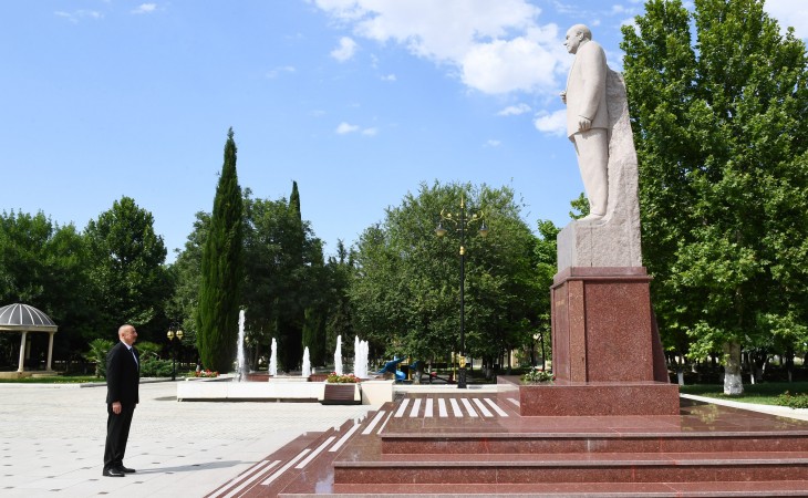 President Ilham Aliyev arrived in Samukh district for visit