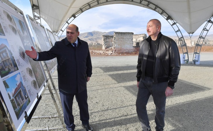 Prezident İlham Əliyev Ağdamın Qiyaslı kəndinin təməlini qoyub