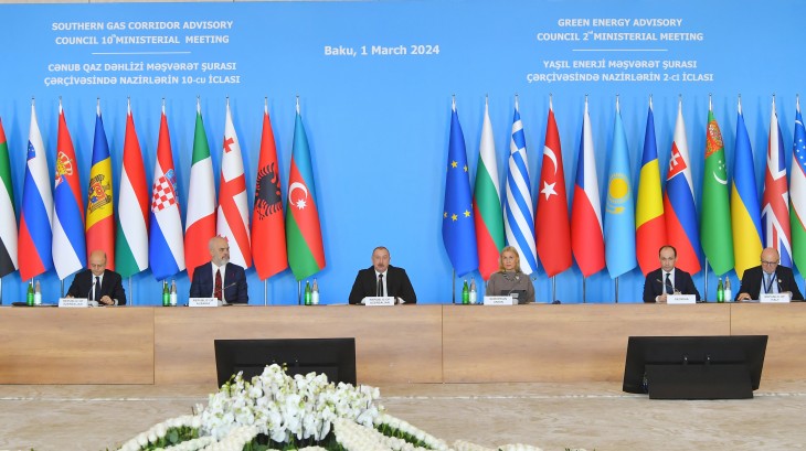 В Баку состоялось 10-е министерское заседание в рамках Консультативного совета Южного газового коридора и 2-е министерское заседание в рамках Консультативного совета по зеленой энергии  В мероприятии принял участие Президент Ильхам Алиев
