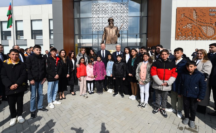Президенты Азербайджана и Казахстана приняли участие в церемонии открытия Центра детского творчества имени Курмангазы в Физули 