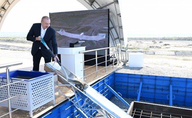 President Ilham Aliyev laid foundation stone for Shirvan irrigation canal in Hajigabul district