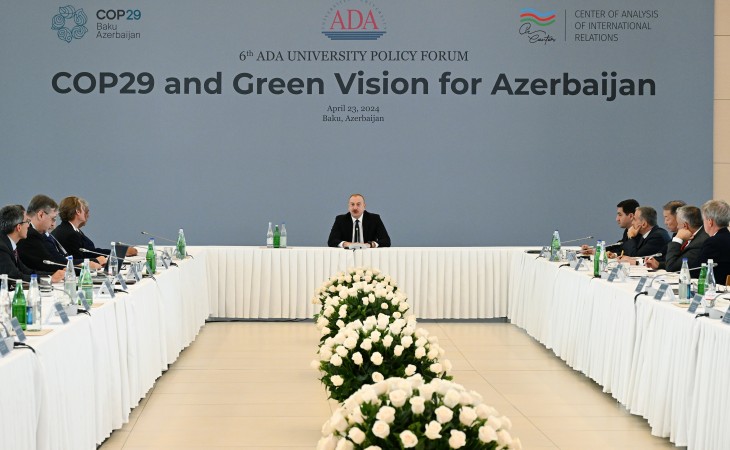 ADA Universitetində “COP29 və Azərbaycan üçün Yaşıl Baxış” mövzusunda beynəlxalq forum keçirilir Prezident İlham Əliyev forumda iştirak edir 
