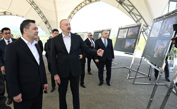 Президенты Азербайджана и Кыргызстана осмотрели разрушенные места города Физули и ознакомились с Генеральным планом города