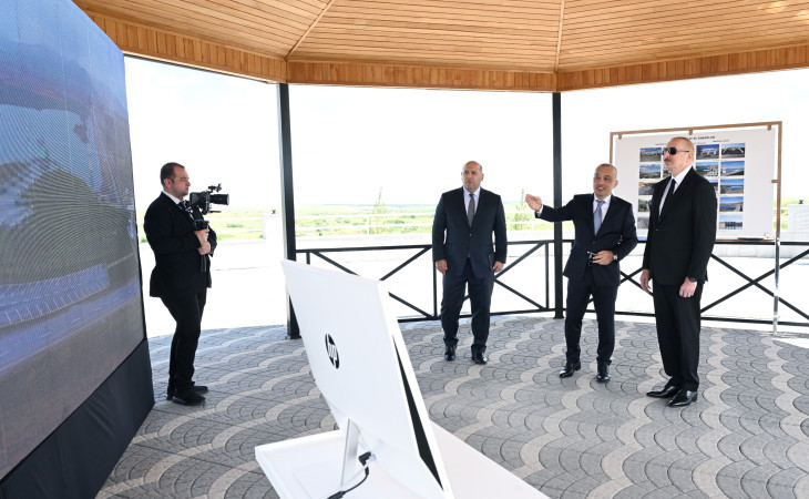 Prezident İlham Əliyev Füzuli rayonunda Köndələnçay su anbarları kompleksinin təmir-bərpadan sonra açılışında iştirak edib