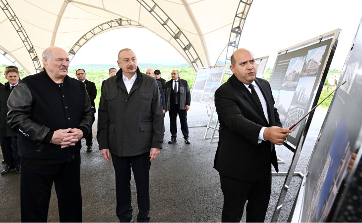 Azərbaycan və Belarus prezidentləri Füzuli şəhərinin dağıdılmış yerlərinə baxıb və şəhərin Baş planı ilə tanış olublar 