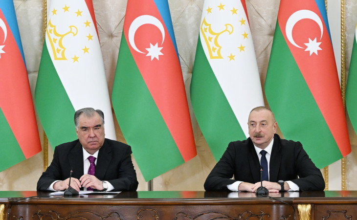 Azərbaycan və Tacikistan prezidentləri mətbuata bəyanatlarla çıxış ediblər