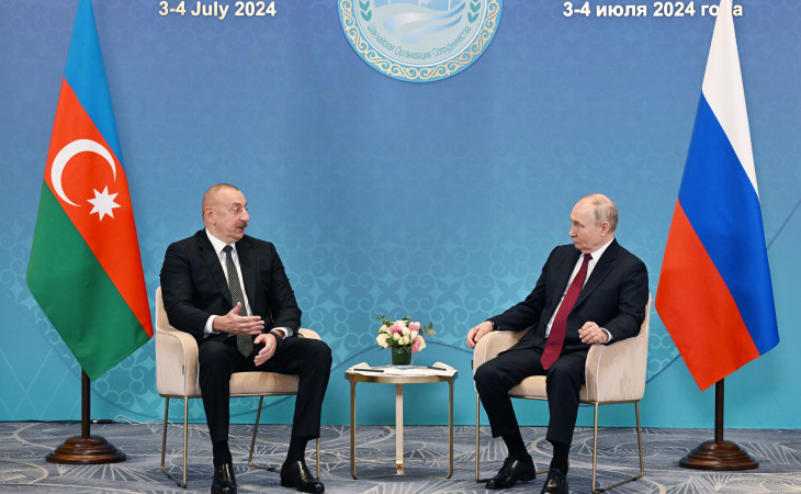 Astanada Azərbaycan Prezidenti İlham Əliyevin Rusiya Prezidenti Vladimir Putin ilə görüşü olub