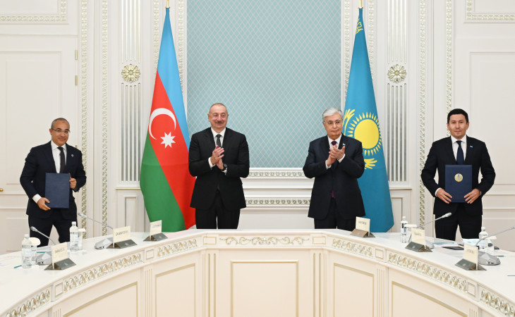 Astanada Azərbaycan ilə Qazaxıstan arasında imzalanmış Səhmdarlar Müqaviləsinin mübadiləsi mərasimi olub