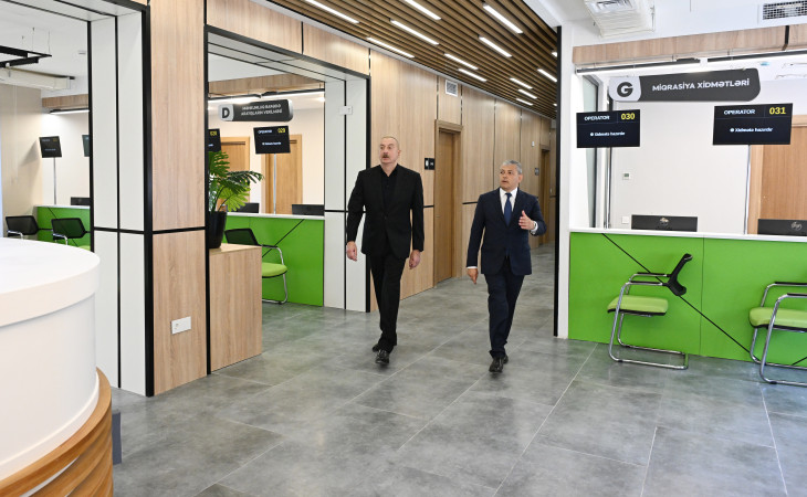 Prezident İlham Əliyev Şuşada Dövlət Xidmətləri Mərkəzinin əsaslı təmirdən sonra açılışında iştirak edib