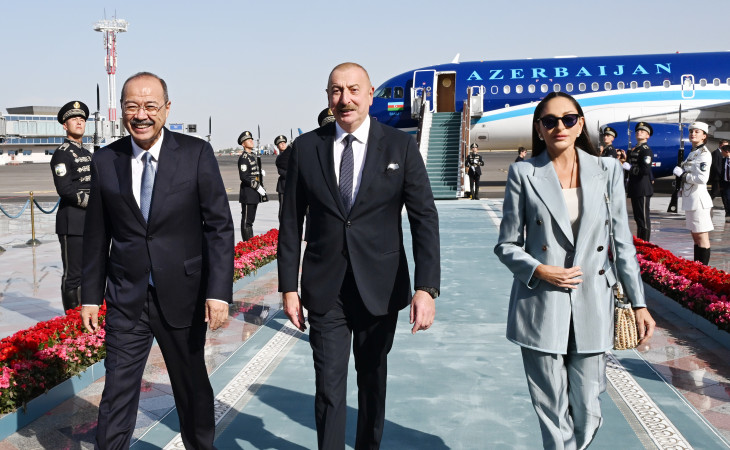 Azərbaycan Prezidenti İlham Əliyev Özbəkistana dövlət səfərinə gəlib