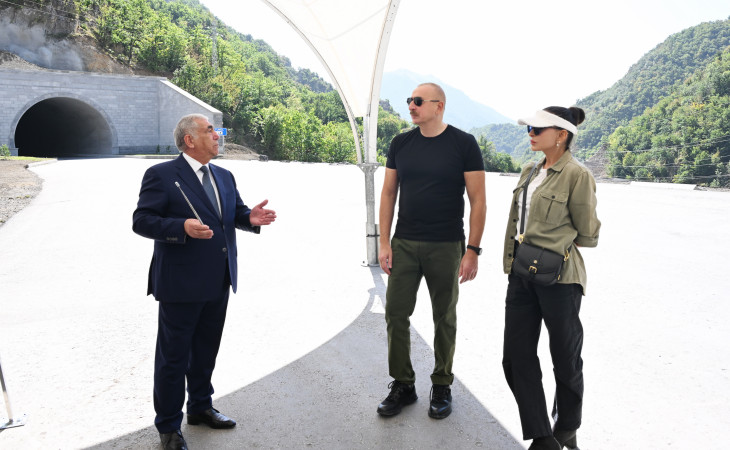 Kəlbəcərin Toğanalı-Kəlbəcər-İstisu avtomobil yolundakı 4-cü tuneldə və bu yolun 15,2 kilometrlik hissəsində görülən işlərlə tanışlıq 