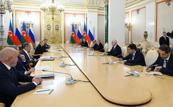 Moskvada Prezident İlham Əliyevin Rusiya Prezidenti Vladimir Putinlə görüşü olub