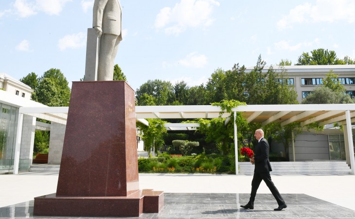 President Ilham Aliyev arrived in Mingachevir city for visit
