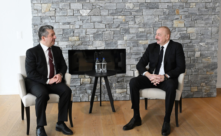 Prezident İlham Əliyev Davosda İraq Kürdüstan regionunun Baş naziri ilə görüşüb