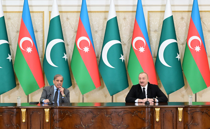 Azərbaycan Prezidenti İlham Əliyev və Pakistanın Baş naziri Məhəmməd Şahbaz Şərif mətbuata bəyanatlarla çıxış ediblər