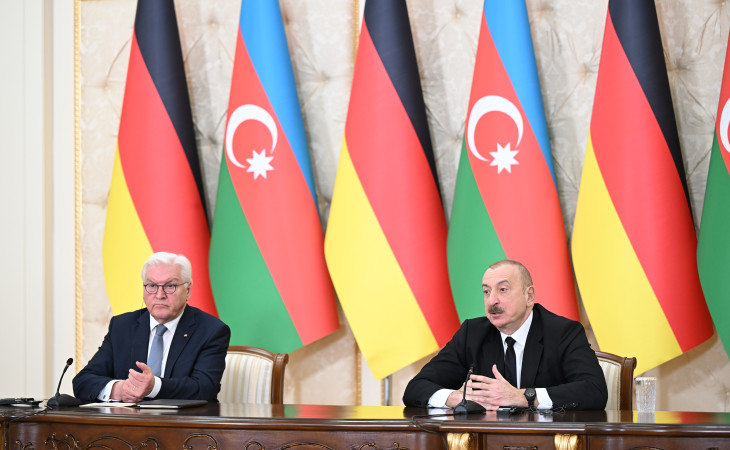 Azərbaycan və Almaniya prezidentləri mətbuata bəyanatlarla çıxış ediblər 