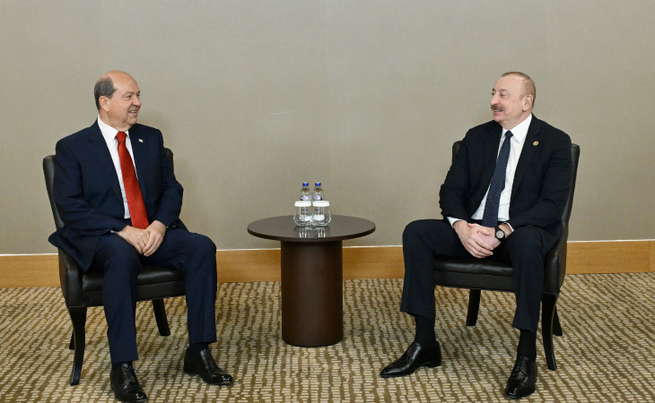 Prezident İlham Əliyevin Antalyada Şimali Kiprin Prezidenti Ersin Tatarla görüşü olub