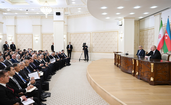 Azərbaycan və İran prezidentləri mətbuata bəyanatlarla çıxış ediblər