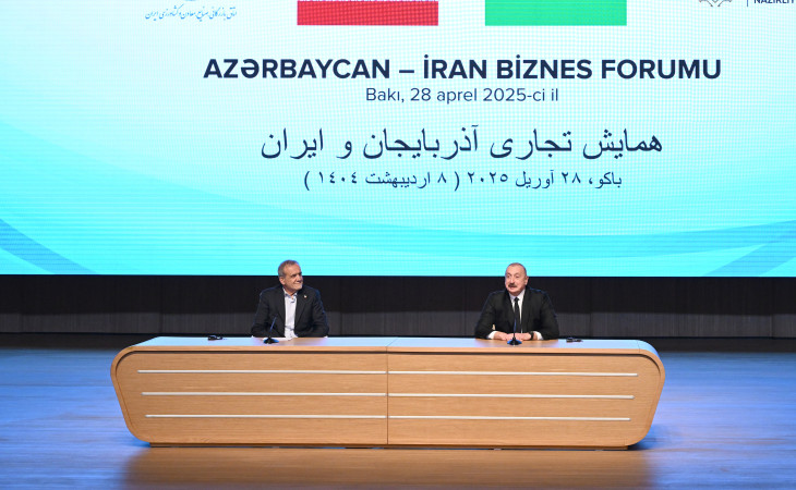 Bakıda Azərbaycan-İran biznes forumu keçirilib Azərbaycan Prezidenti İlham Əliyev və İran Prezidenti Məsud Pezeşkian tədbirdə iştirak ediblər