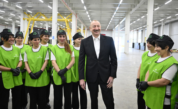 Prezident İlham Əliyev Qusar rayonunda bağçılıq və soyuducu anbar kompleksinin fəaliyyəti ilə tanış olub