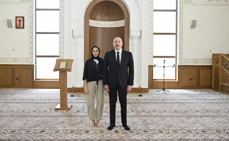 Prezident İlham Əliyev və birinci xanım Mehriban Əliyeva Şuşa rayonunun Daşaltı kənd məscidinin açılışında iştirak ediblər 