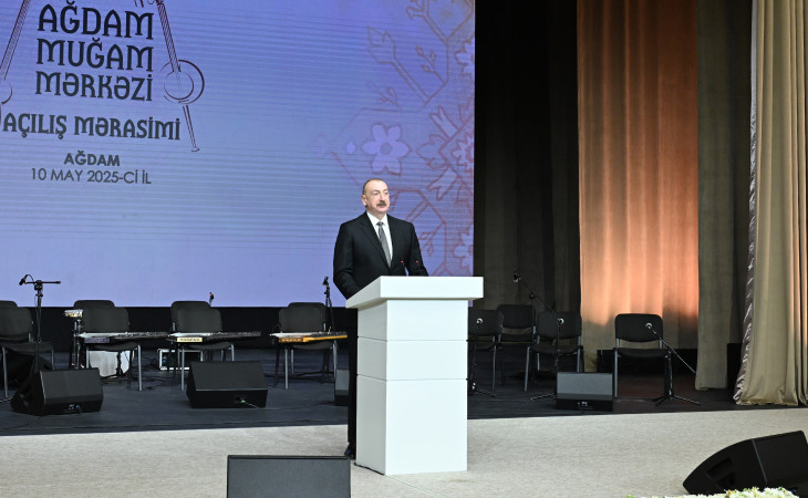Prezident İlham Əliyev və birinci xanım Mehriban Əliyeva Ağdam Muğam Mərkəzinin açılışında iştirak ediblər