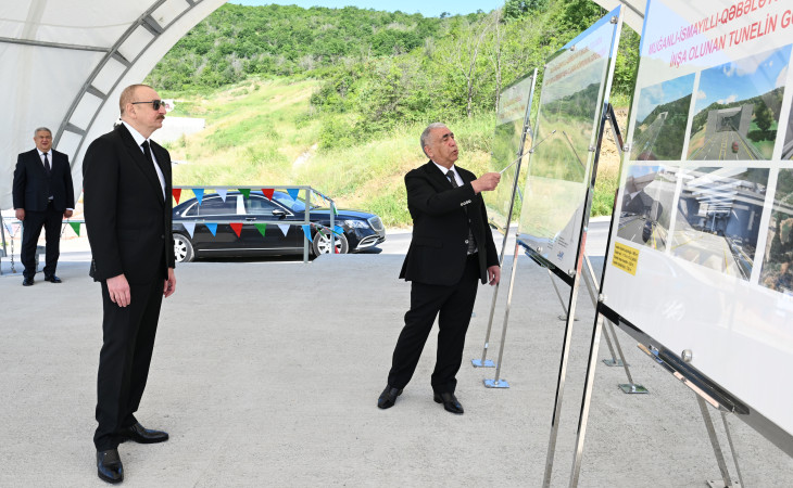 Prezident İlham Əliyev Bakı-Qəbələ avtomobil yolunun Muğanlı-İsmayıllı-Qəbələ hissəsində görülən işlərlə tanış olub 