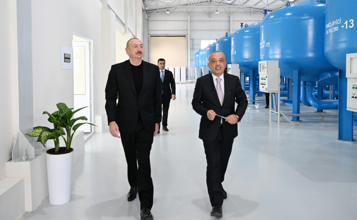 Prezident İlham Əliyev Yevlax şəhəri qumsüzgəc texnologiyalı sutəmizləyici qurğunun açılışında iştirak edib