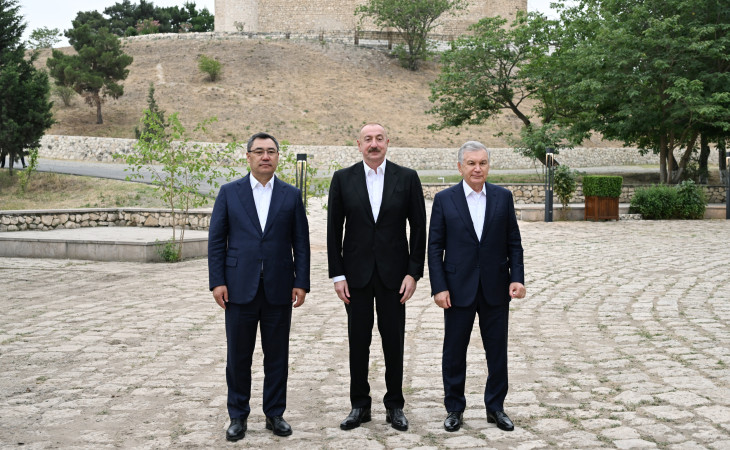 Azərbaycan, Özbəkistan və Qırğızıstan prezidentləri Ağdamda Şahbulaq qalasında olublar