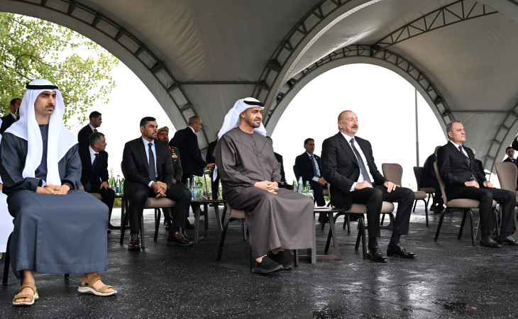Prezidentlər İlham Əliyev və Şeyx Məhəmməd bin Zayed Al Nəhyan Cıdır düzündə Qarabağ atlarının şousunu izləyiblər