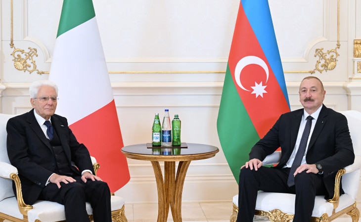 Azərbaycan Prezidenti İlham Əliyevin İtaliya Prezidenti Sercio Mattarella ilə təkbətək görüşü keçirilib