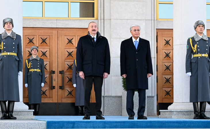Azərbaycan Prezidenti İlham Əliyev Qazaxıstana dövlət səfərinə gəlib