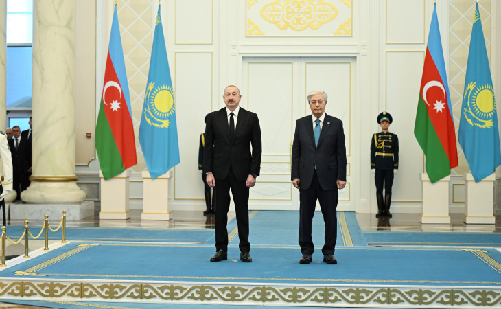 Azərbaycan Prezidenti İlham Əliyevin Astanada rəsmi qarşılanma mərasimi olub 