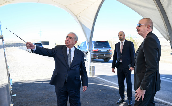 Prezident İlham Əliyev Cəbrayıl rayonunda “Şəfəq” Günəş Elektrik Stansiyasına gedən avtomobil yolunun açılışında iştirak edib